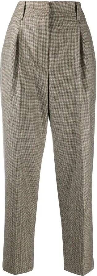 Brunello Cucinelli Broek met pied-de-poule print Bruin