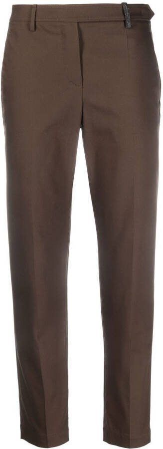 Brunello Cucinelli Broek met toelopende pijpen Bruin