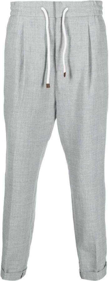 Brunello Cucinelli Broek met trekkoordtaille Grijs