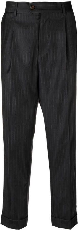 Brunello Cucinelli Chalk-Stripe virgin-wool tailored trousers Grijs
