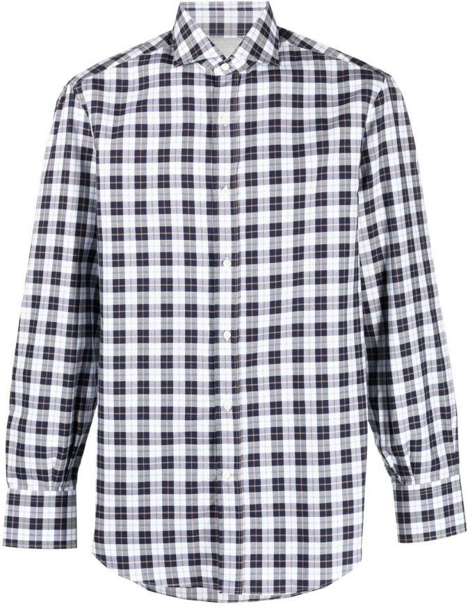 Brunello Cucinelli Geruit overhemd Blauw