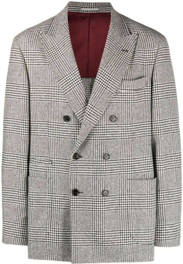 Brunello Cucinelli Geruite blazer Wit