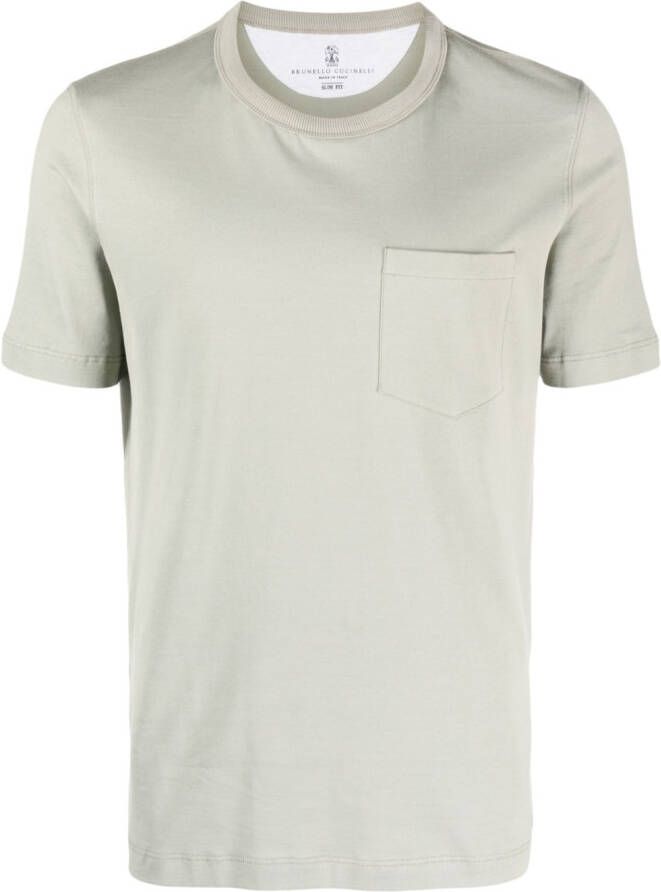 Brunello Cucinelli T-shirt met borstzak Groen