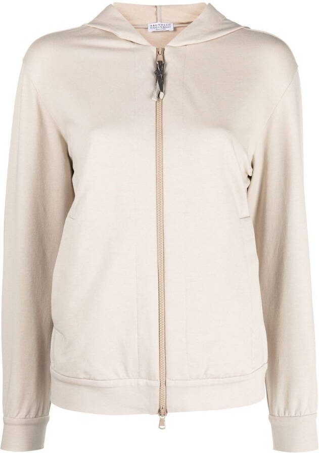 Brunello Cucinelli Hoodie met rits Beige