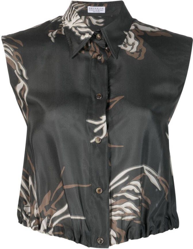 Brunello Cucinelli Cropped blouse Grijs