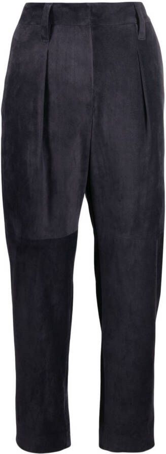 Brunello Cucinelli Suède broek Grijs