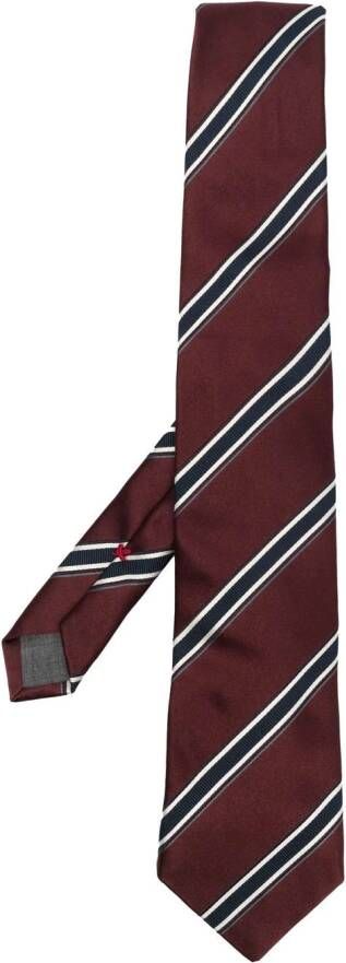 Brunello Cucinelli Stropdas met diagonale strepen Rood