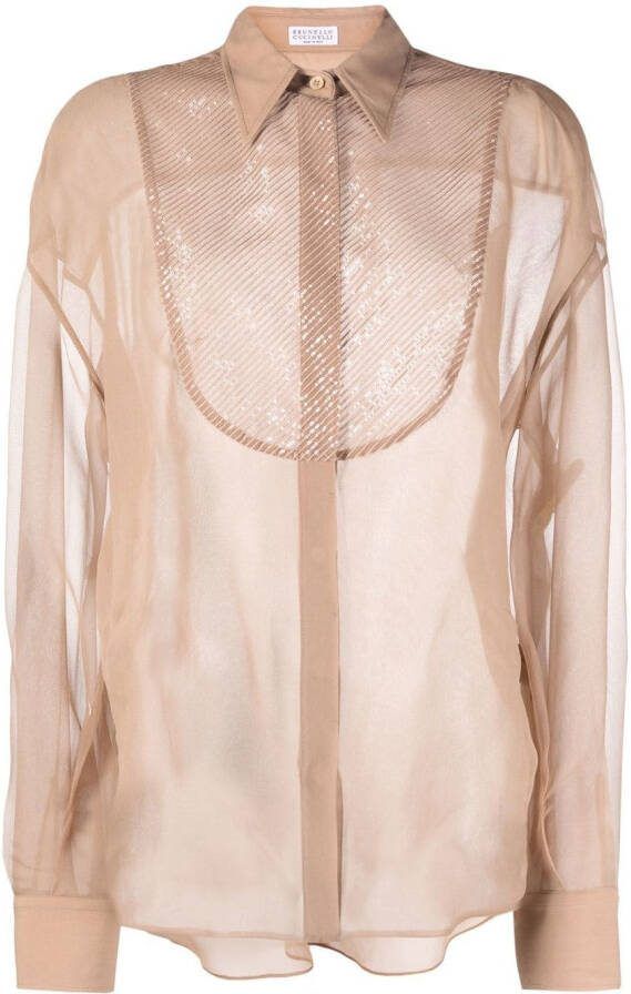 Brunello Cucinelli Doorzichtige blouse Beige