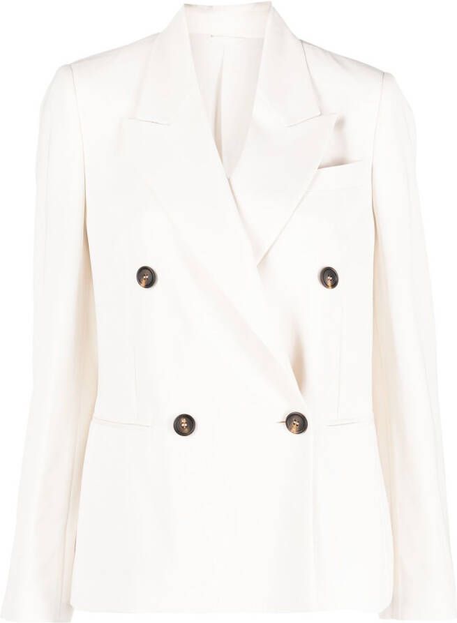Brunello Cucinelli Blazer met dubbele rij knopen Beige