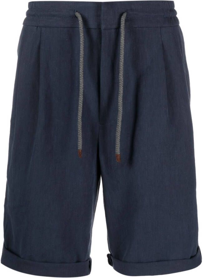 Brunello Cucinelli Shorts met trekkoordtaille Blauw