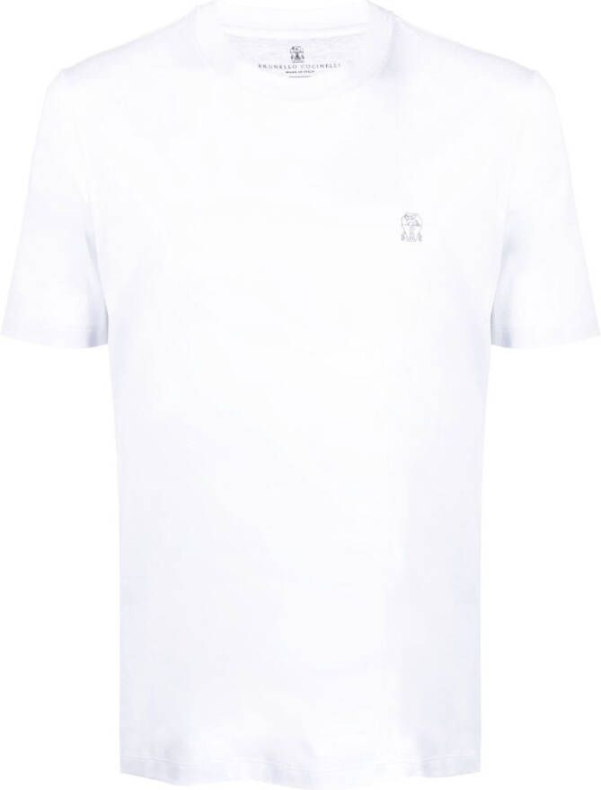 Brunello Cucinelli T-shirt met geborduurd logo Wit