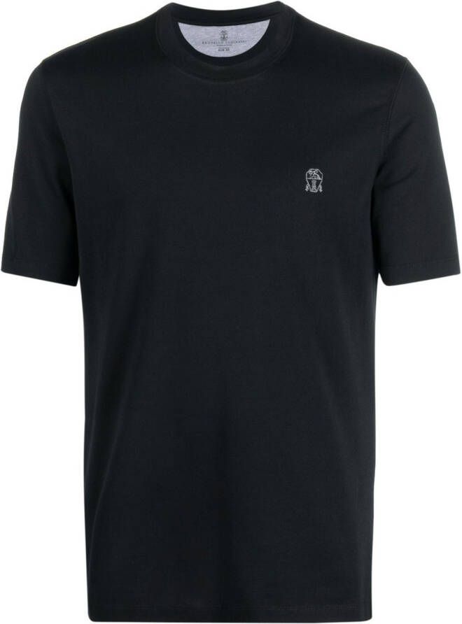 Brunello Cucinelli T-shirt met geborduurd logo Zwart