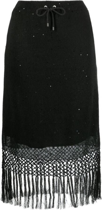 Brunello Cucinelli Midi-rok met franje Grijs
