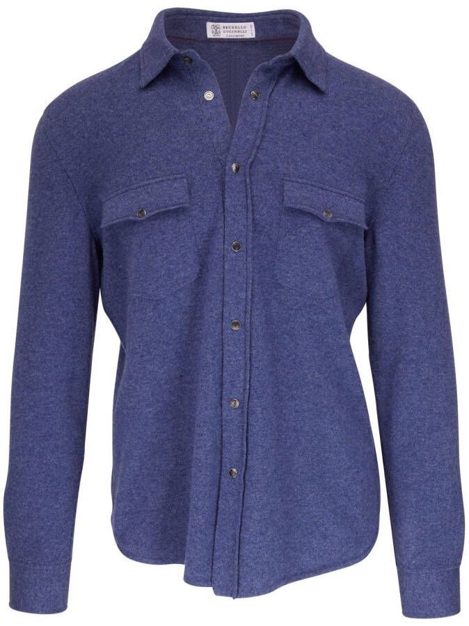 Brunello Cucinelli Overhemd met drukknopen Blauw