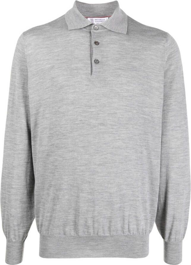 Brunello Cucinelli Gebreid poloshirt Grijs