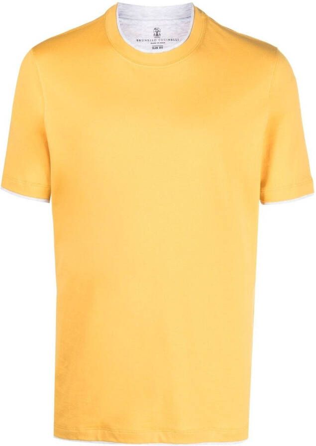 Brunello Cucinelli Gelaagd T-shirt Geel