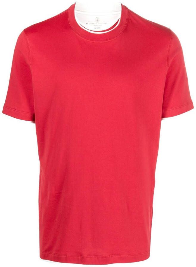 Brunello Cucinelli Gelaagd T-shirt Rood