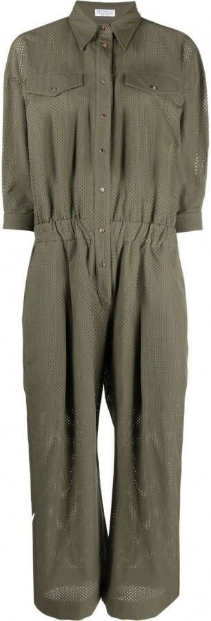Brunello Cucinelli Geperforeerde jumpsuit Groen