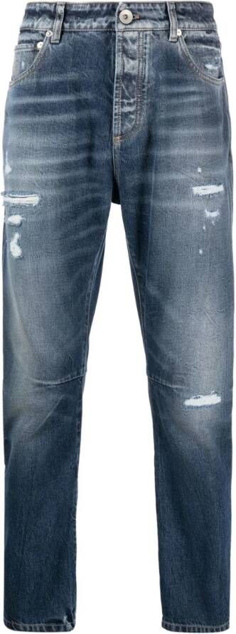 Brunello Cucinelli Gerafelde jeans Blauw