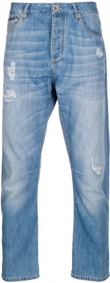 Brunello Cucinelli Gerafelde jeans Blauw