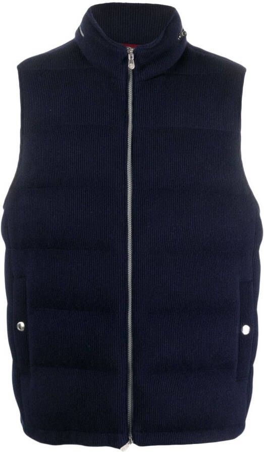 Brunello Cucinelli Geribbelde bodywarmer Blauw