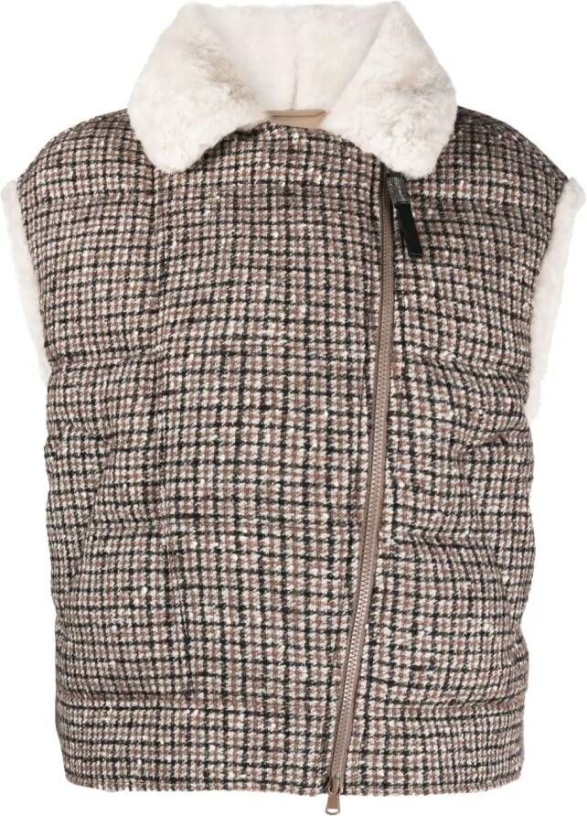Brunello Cucinelli Geruit gilet Beige