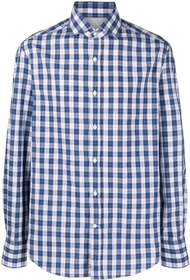 Brunello Cucinelli Geruit overhemd Blauw