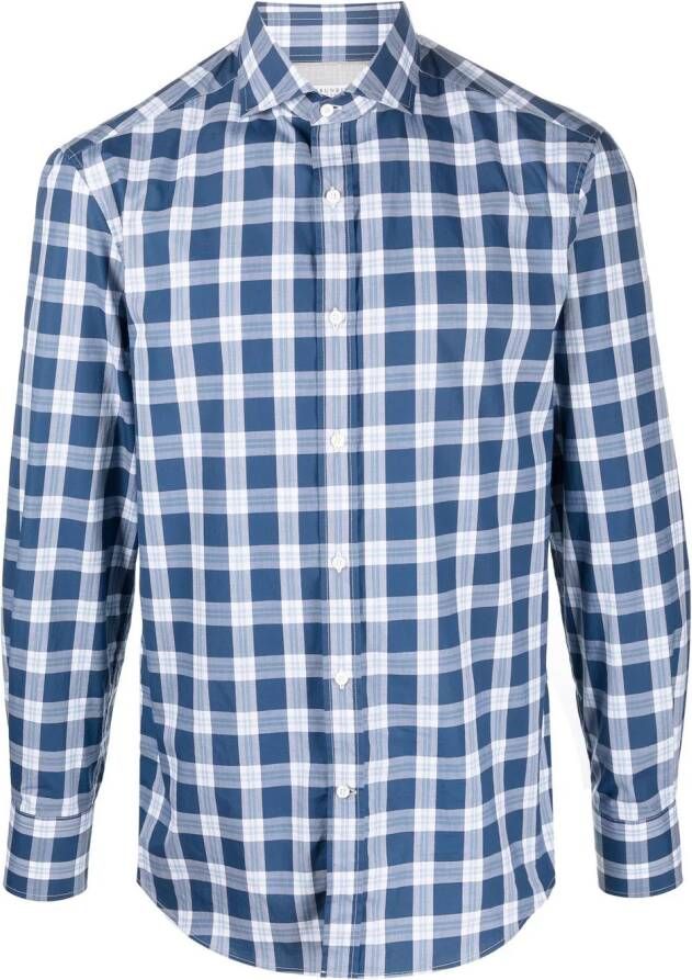 Brunello Cucinelli Geruit overhemd Blauw
