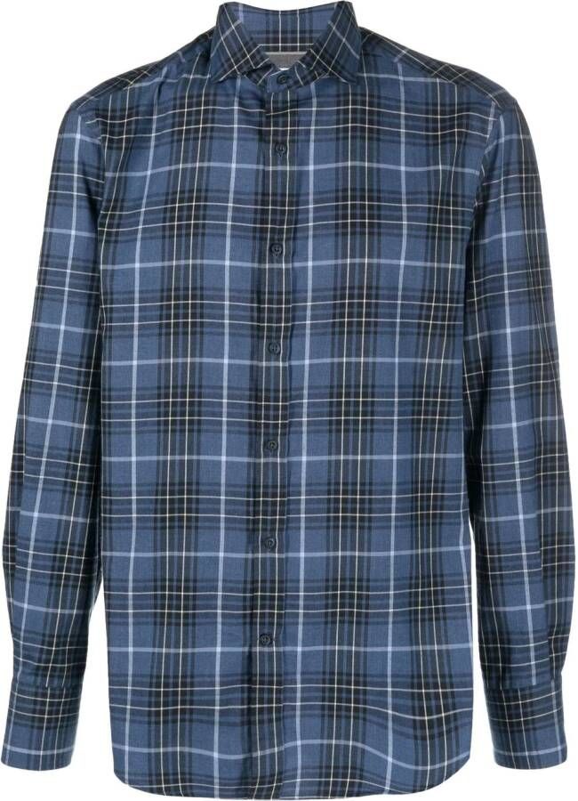 Brunello Cucinelli Geruit overhemd Blauw