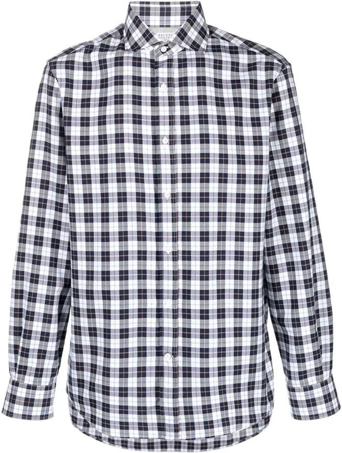 Brunello Cucinelli Geruit overhemd Blauw