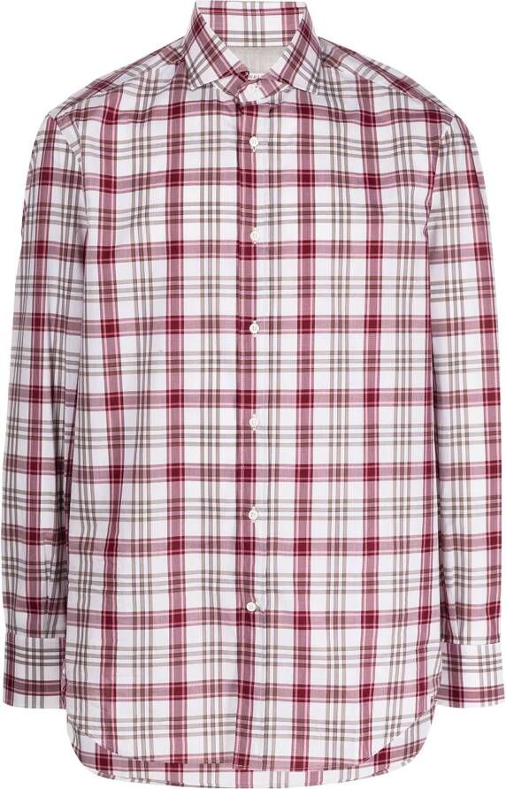 Brunello Cucinelli Geruit overhemd Rood
