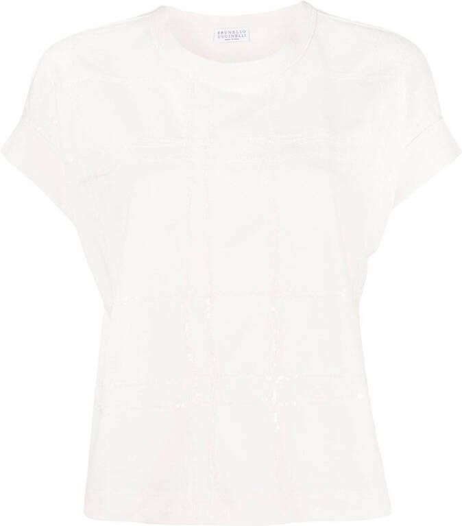 Brunello Cucinelli Geruit T-shirt Beige