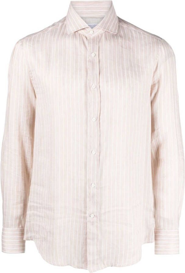 Brunello Cucinelli Gestreept overhemd Beige