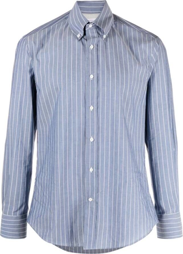 Brunello Cucinelli Gestreept overhemd Blauw