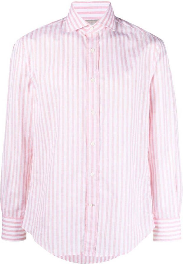 Brunello Cucinelli Gestreept overhemd Roze