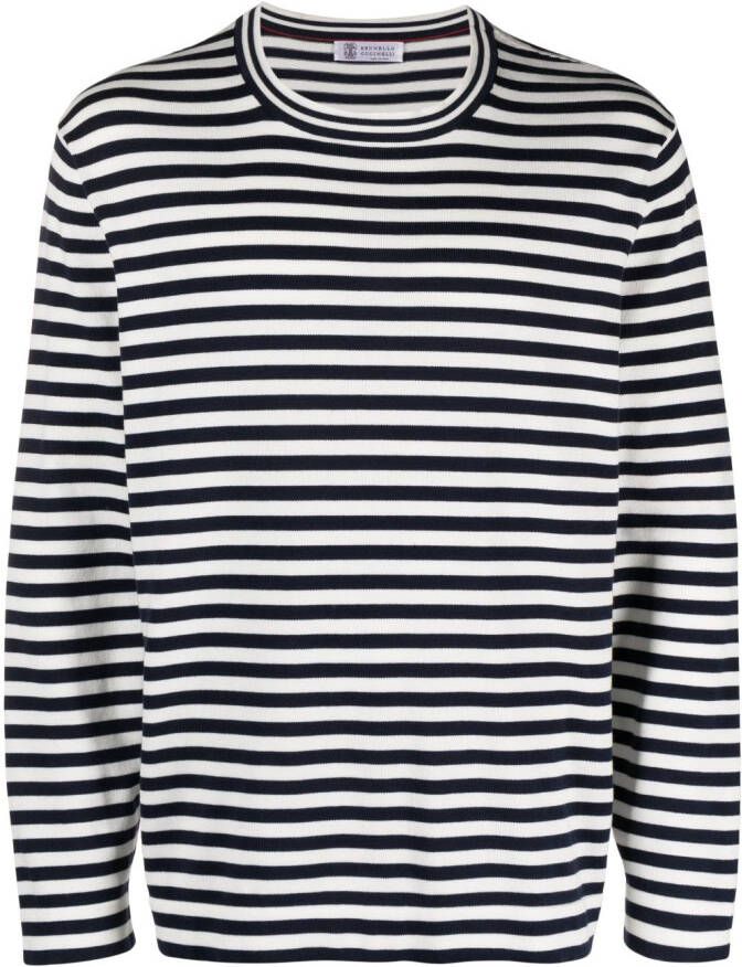 Brunello Cucinelli Gestreept T-shirt Blauw