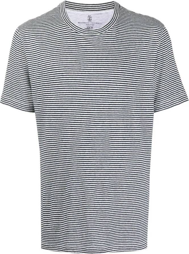 Brunello Cucinelli Gestreept T-shirt Blauw