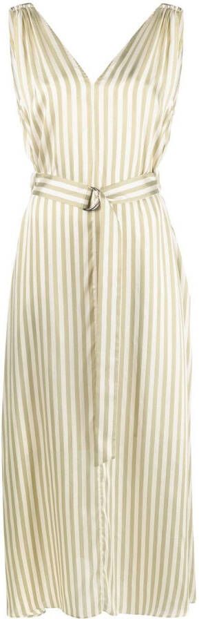 Brunello Cucinelli Gestreepte midi-jurk Groen
