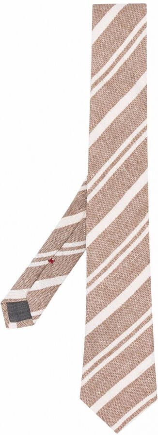 Brunello Cucinelli Gestreepte stropdas Beige