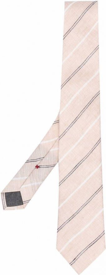 Brunello Cucinelli Gestreepte stropdas Beige