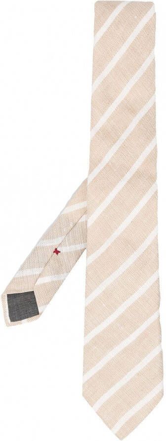 Brunello Cucinelli Gestreepte stropdas Beige