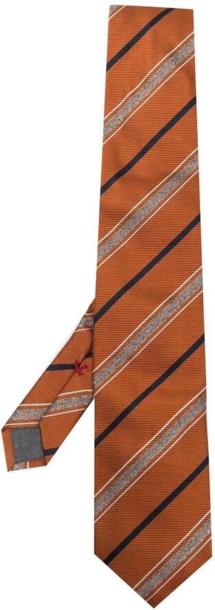Brunello Cucinelli Gestreepte stropdas Oranje