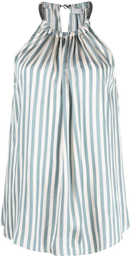 Brunello Cucinelli Gestreepte top Blauw