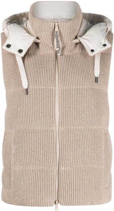 Brunello Cucinelli Gewatteerde bodywarmer Beige