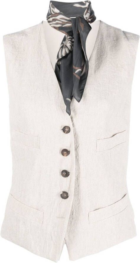 Brunello Cucinelli Gilet met V-hals en knopen Beige