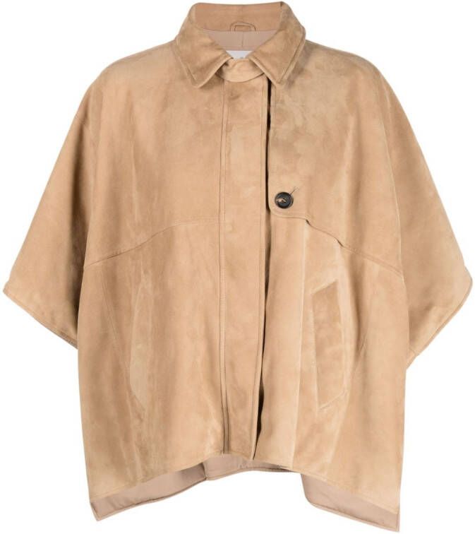 Brunello Cucinelli Suède cape Bruin