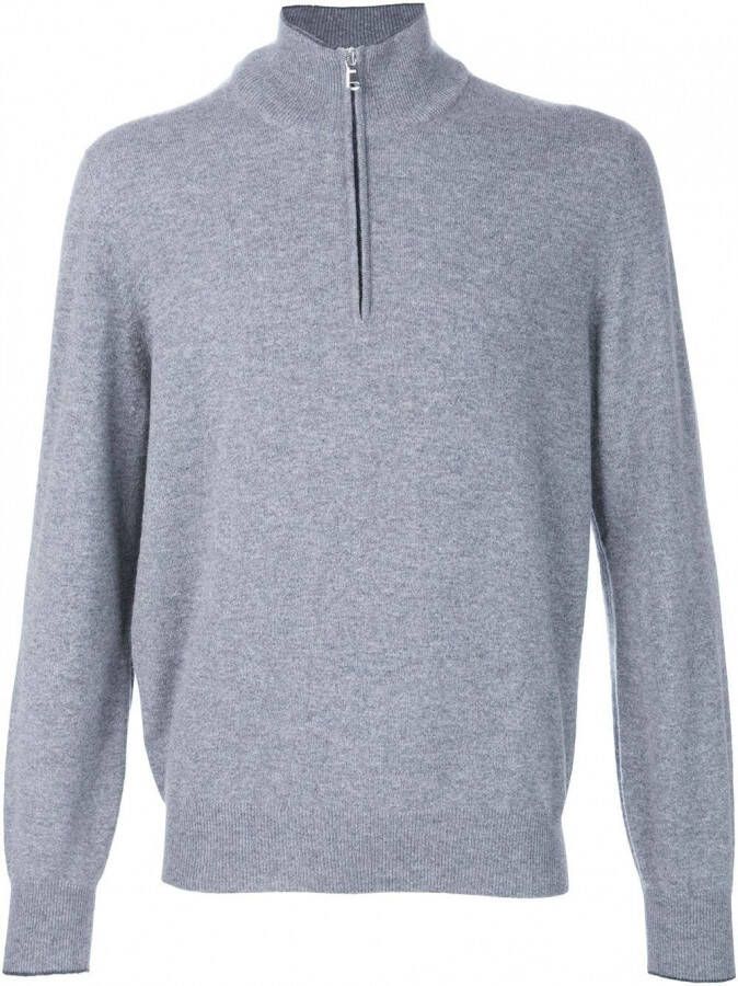 Brunello Cucinelli half zip sweater Grijs