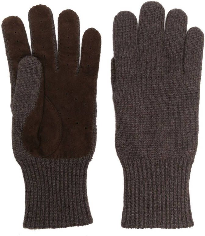Brunello Cucinelli Handschoenen met vlakken Bruin