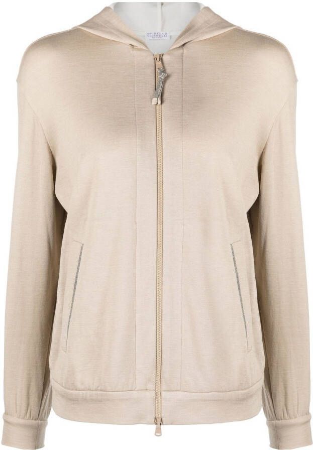 Brunello Cucinelli Hoodie met rits Beige