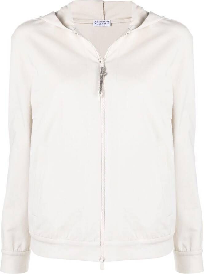 Brunello Cucinelli Hoodie met rits Beige